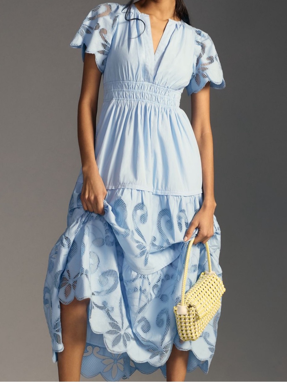 NEW NWT Anthropologie XS Somerset Maxi Dress Cutwork Edition Sky Blue